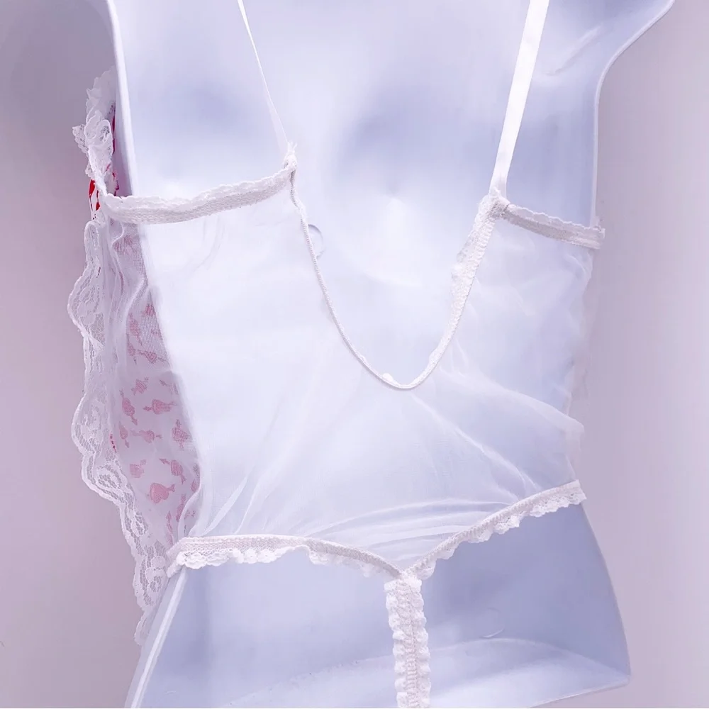 VINTAGE Heart and Bow Teddy Bodysuit Lingerie Size S/M - Picture 9 of 9